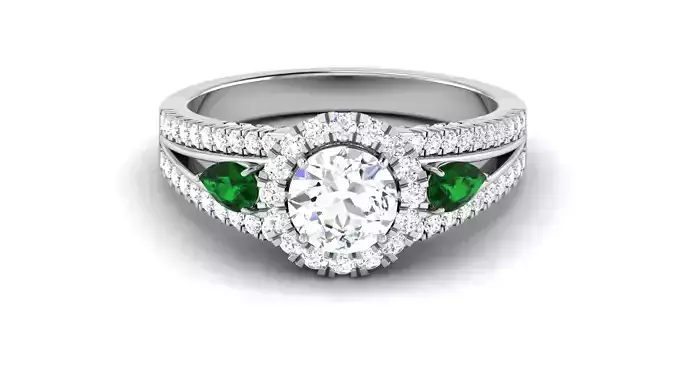 Solitaire Wedding Engagement Halo Ring 3dm STl OBJ FBX Details