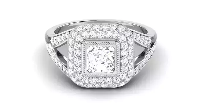  Engagement Wedding Double Halo Princess Stone Bridal Ring 3D print model