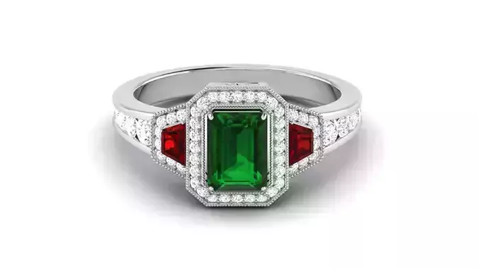 Engagement Wedding Emerald Rings Emerald Stone Ring 3D print model