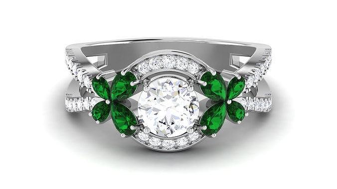 Solitaire Engagement Wedding Rings  Bridal Ring 3D print model