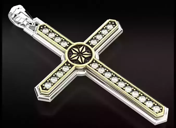 Light cross with diamonds and a star 732