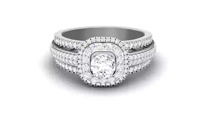 Solitaire Wedding Engagement Double Halo Bridal Ring