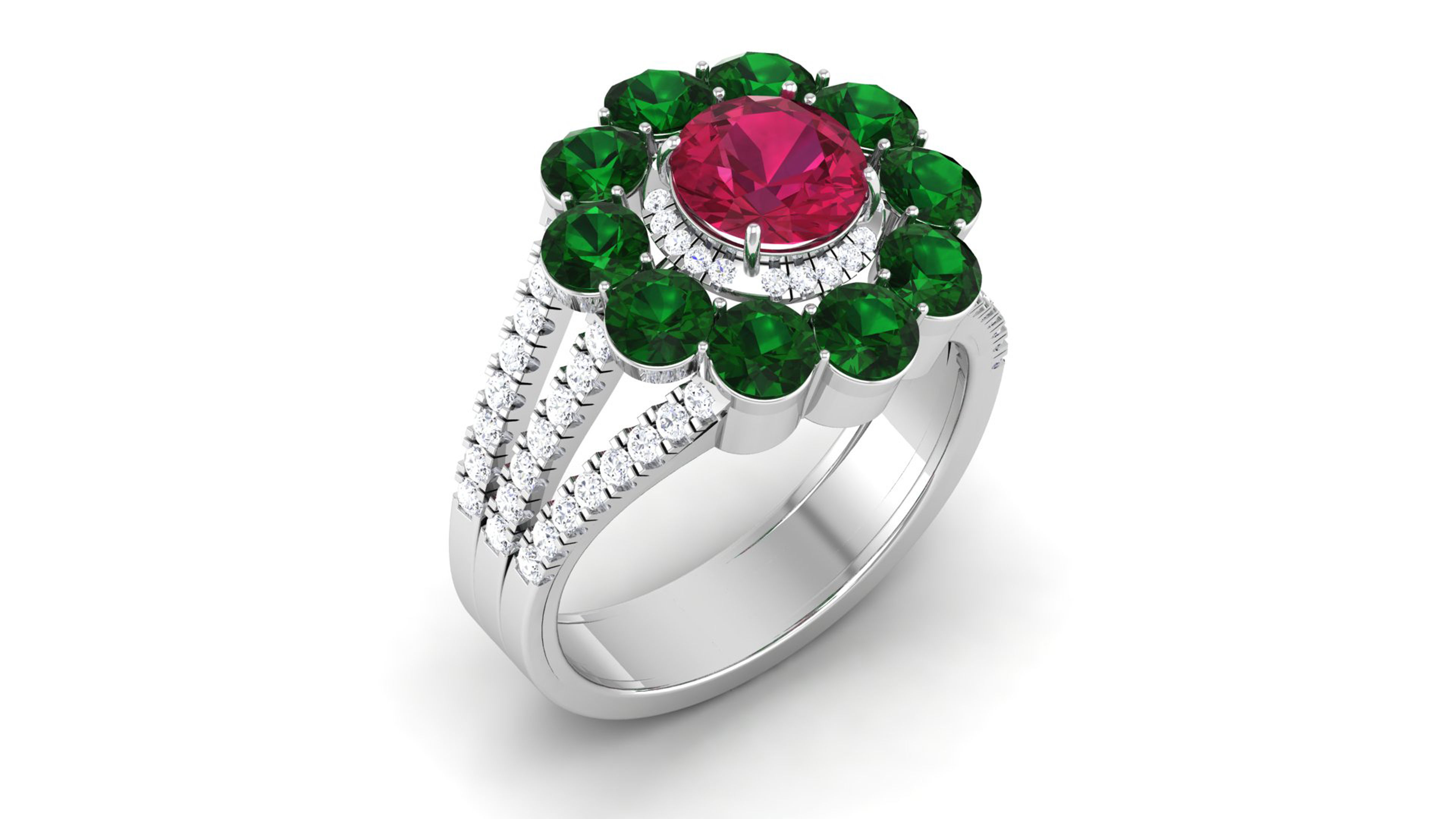 Solitaire Wedding Engagement Ring Bridal Flower Ring 3D print model_2