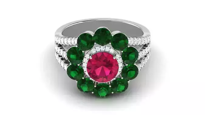 Solitaire Wedding Engagement Ring Bridal Flower Ring