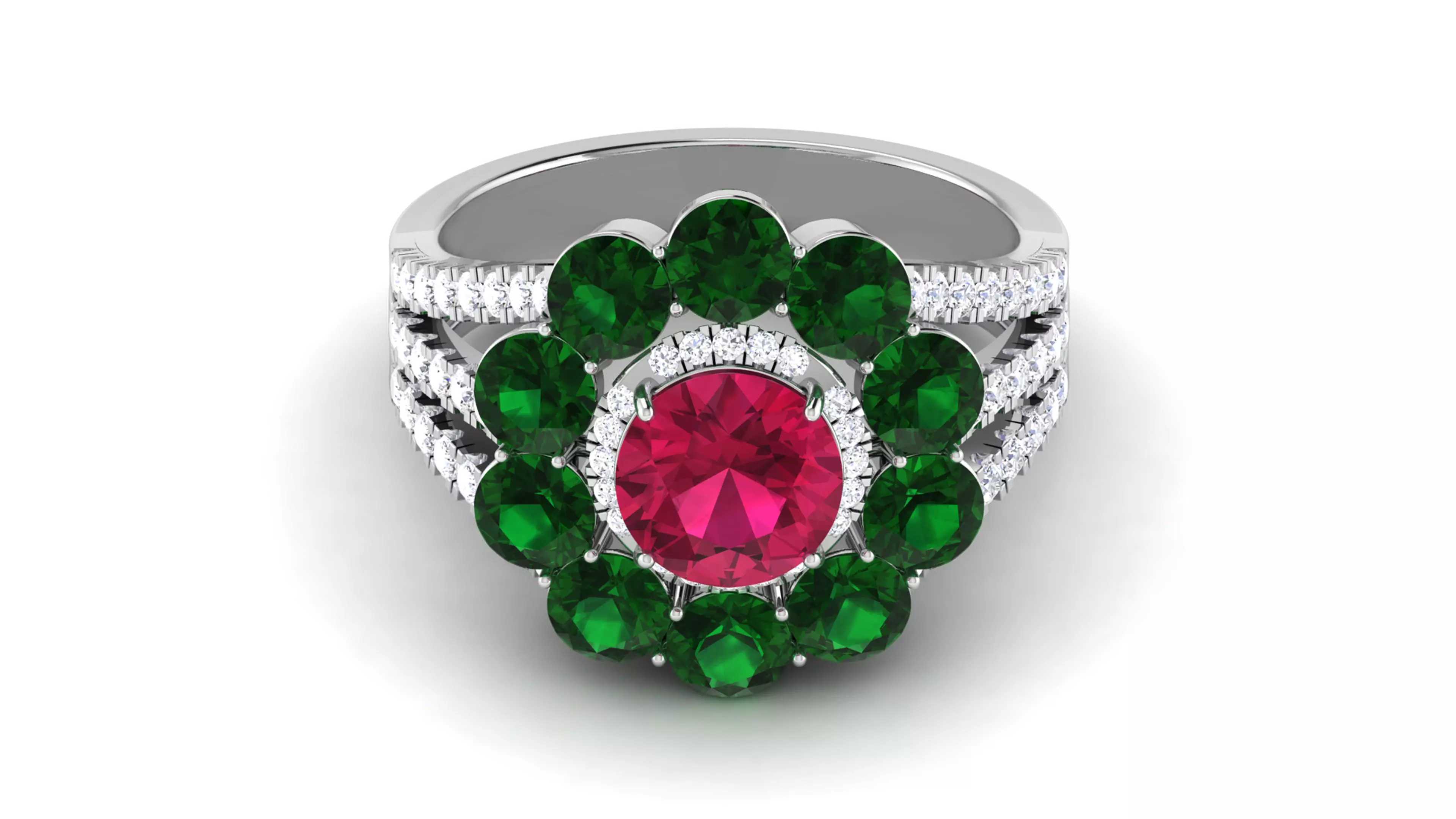 Solitaire Wedding Engagement Ring Bridal Flower Ring 3D print model_0