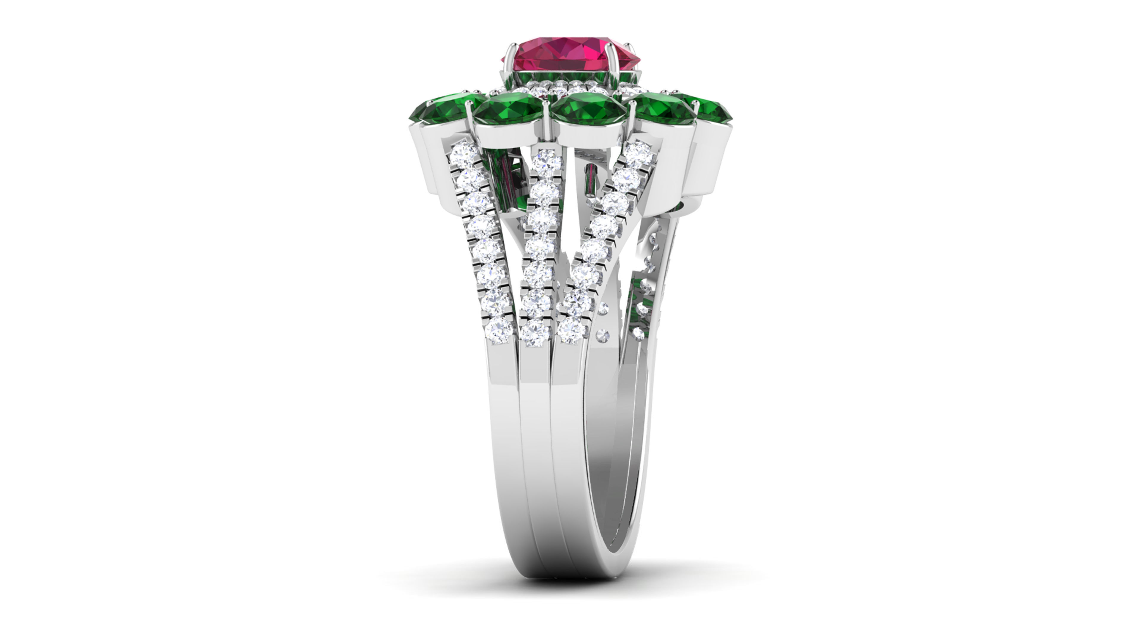 Solitaire Wedding Engagement Ring Bridal Flower Ring 3D print model_3