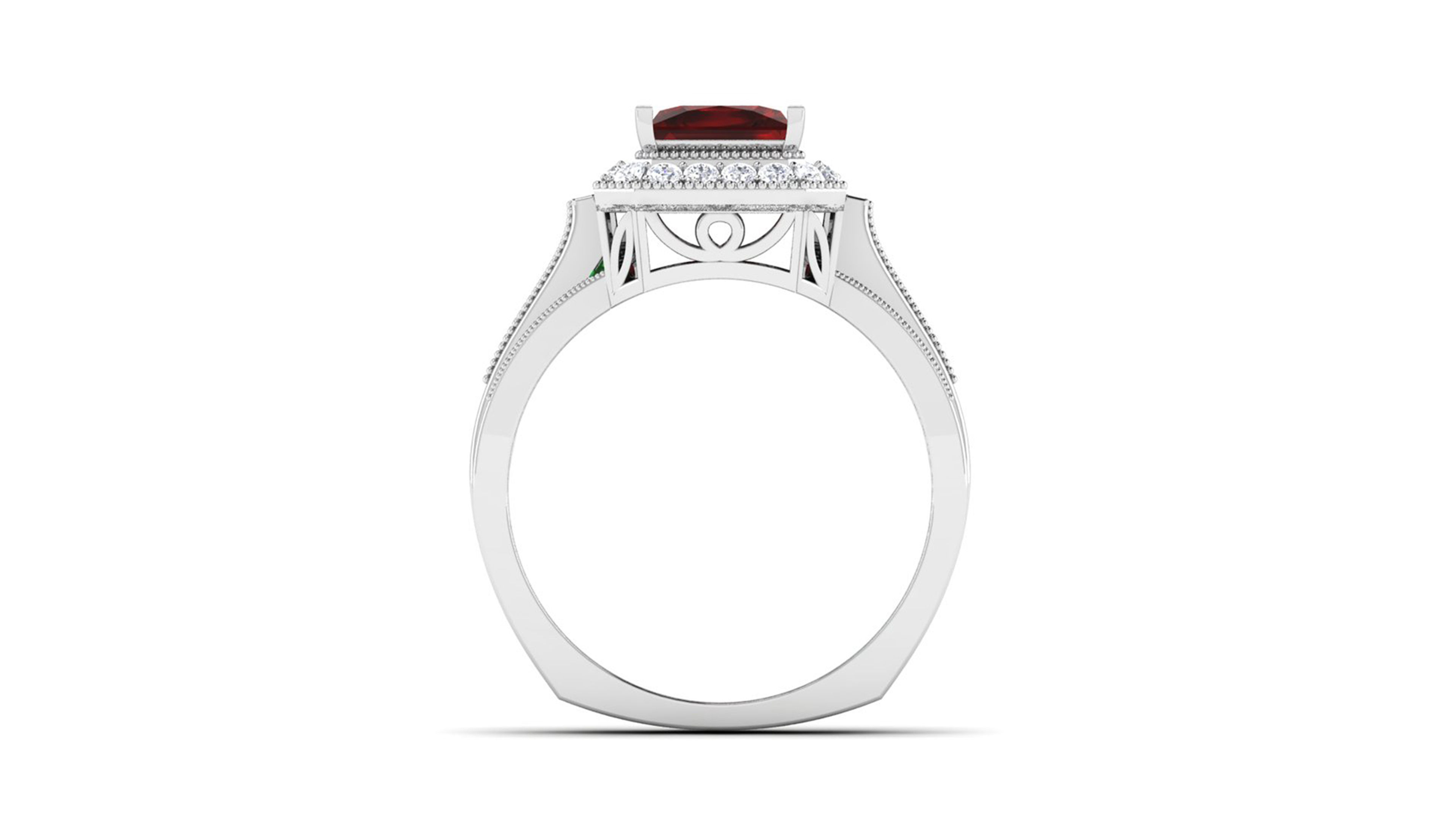 Solitaire Wedding Engagement Princess Stone Ring Ruby 3D print model_1
