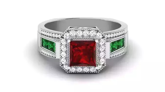 Solitaire Wedding Engagement Princess Stone Ring Ruby