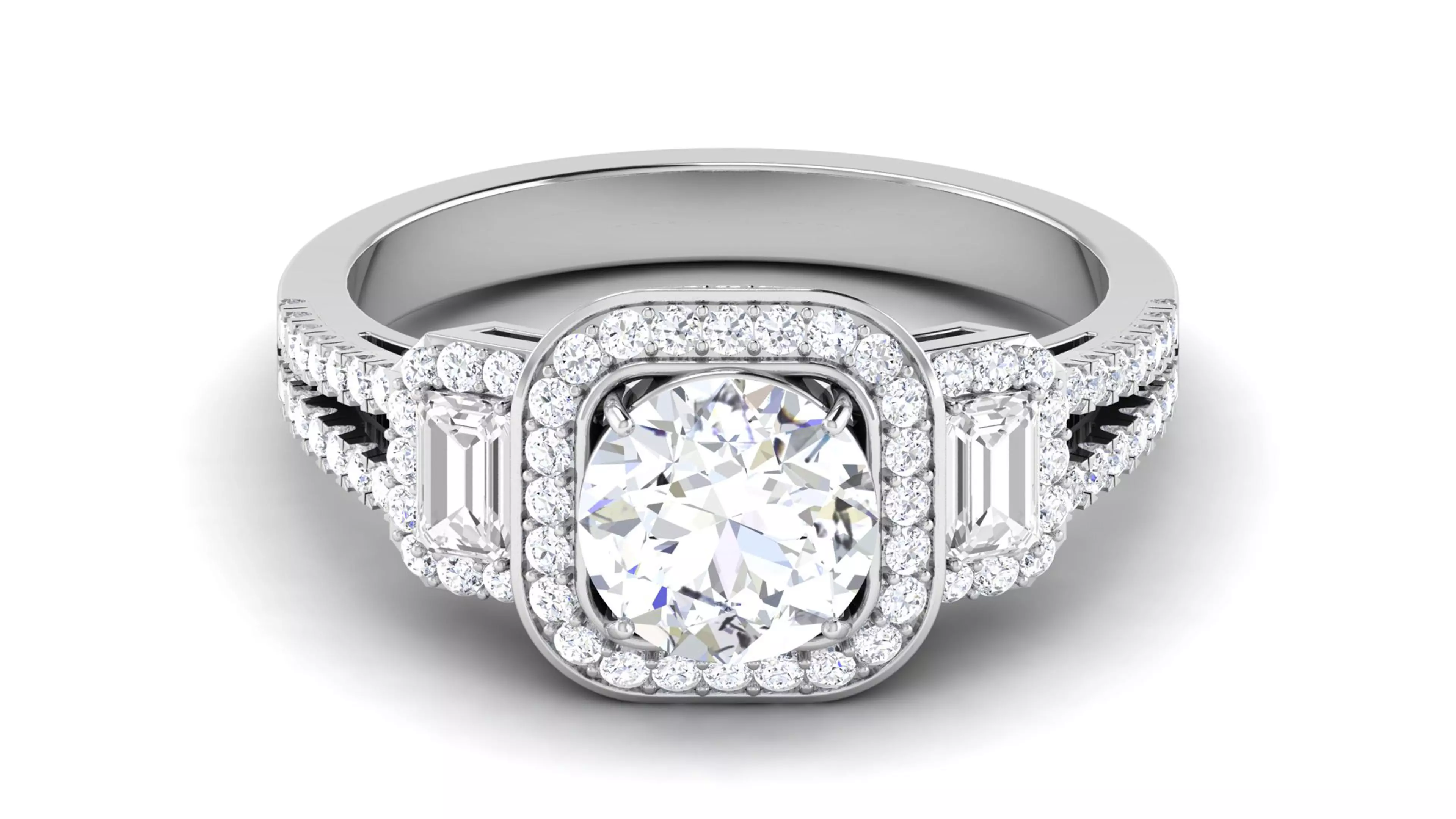 Solitaire Wedding Engagement Halo Ring Bridal Ring 3D print model_0