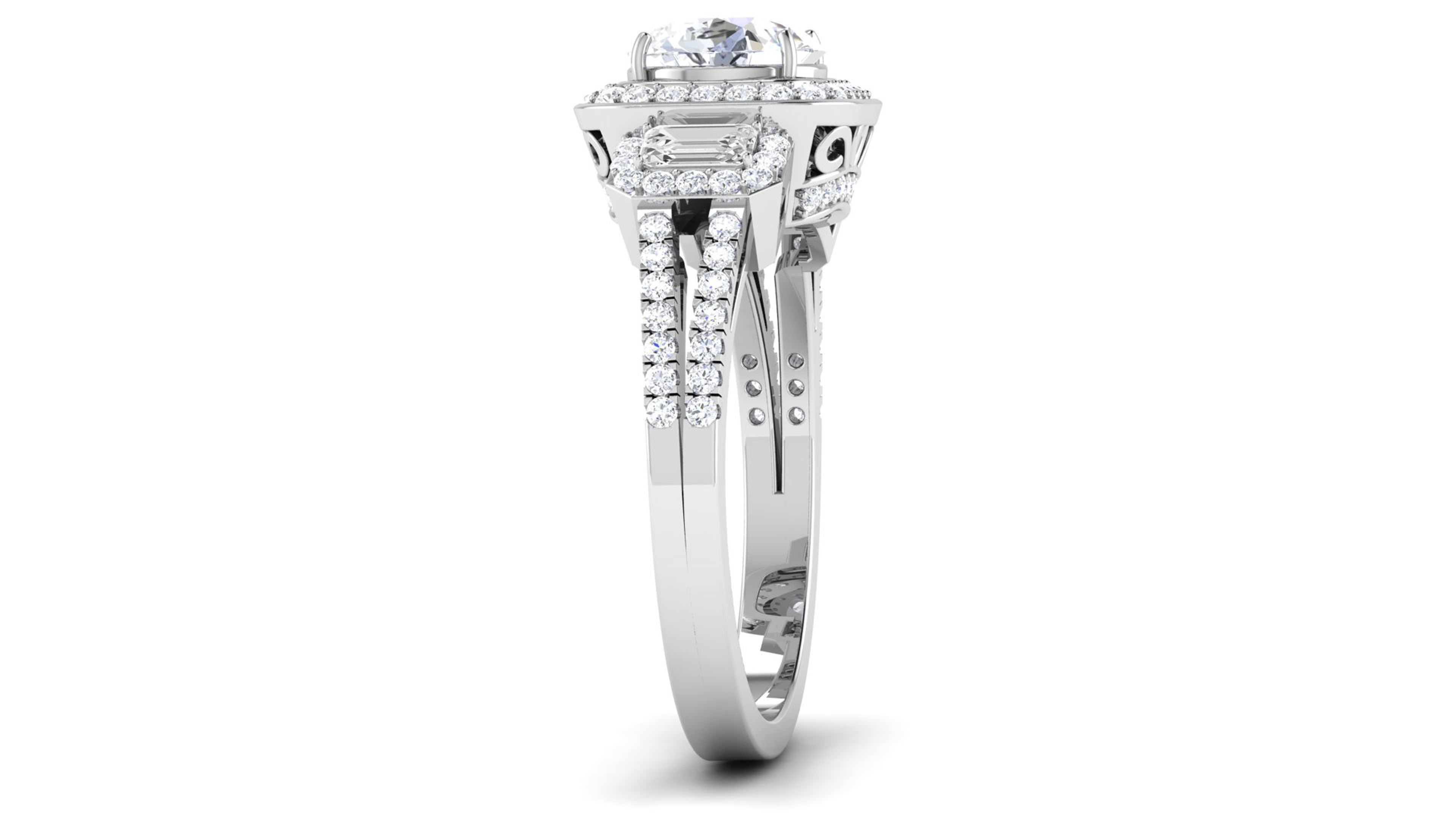 Solitaire Wedding Engagement Halo Ring Bridal Ring 3D print model_3