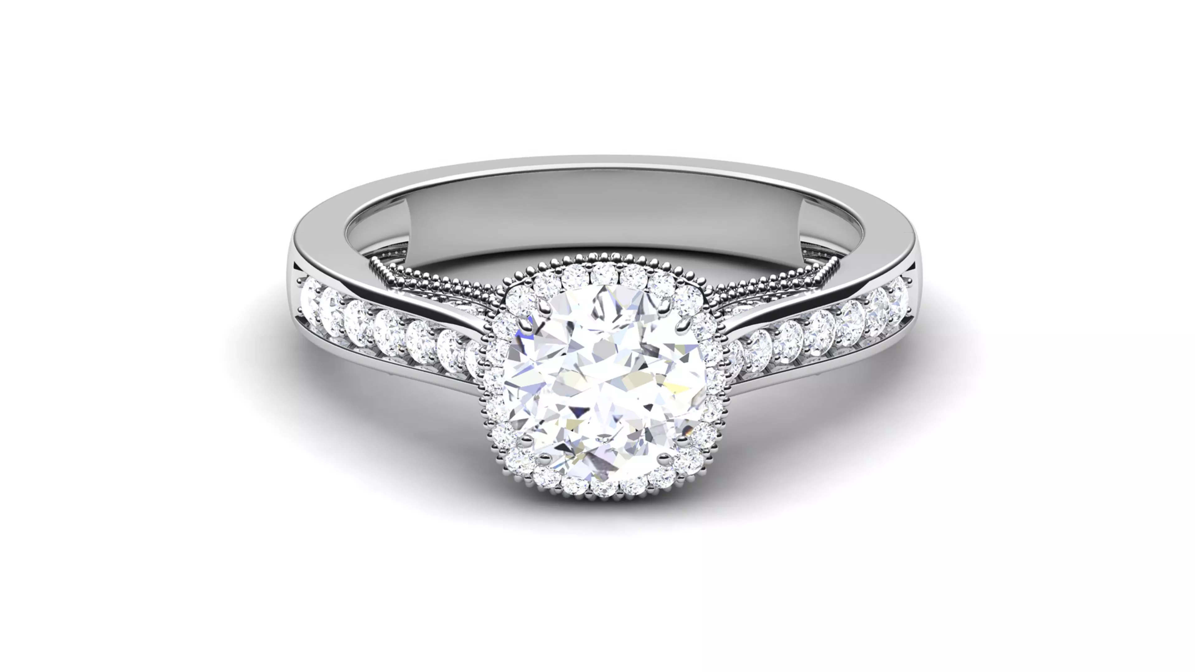 Solitaire Wedding Engagement Halo Ring Bridal Ring 3D print model_0