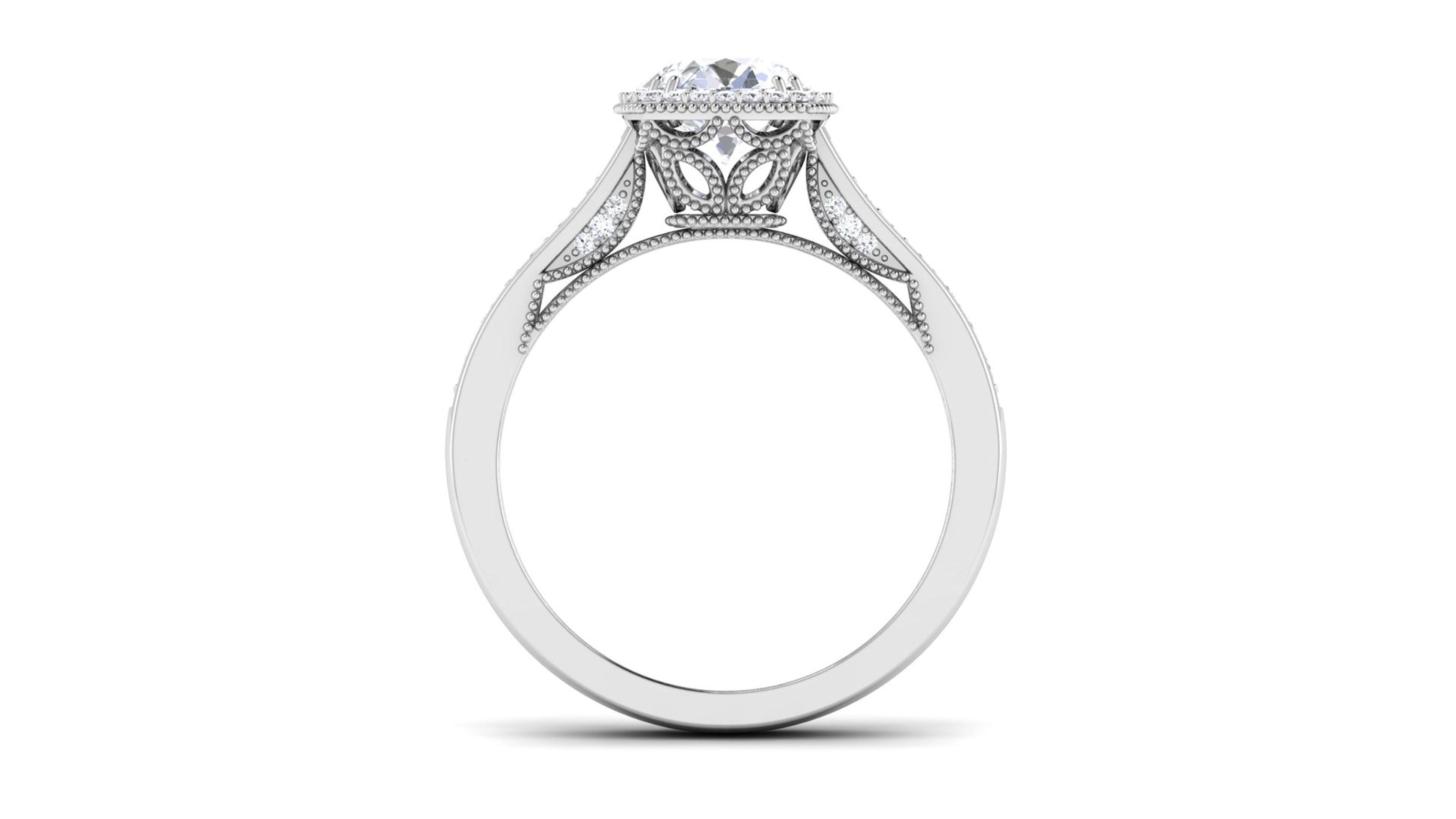 Solitaire Wedding Engagement Halo Ring Bridal Ring 3D print model_1