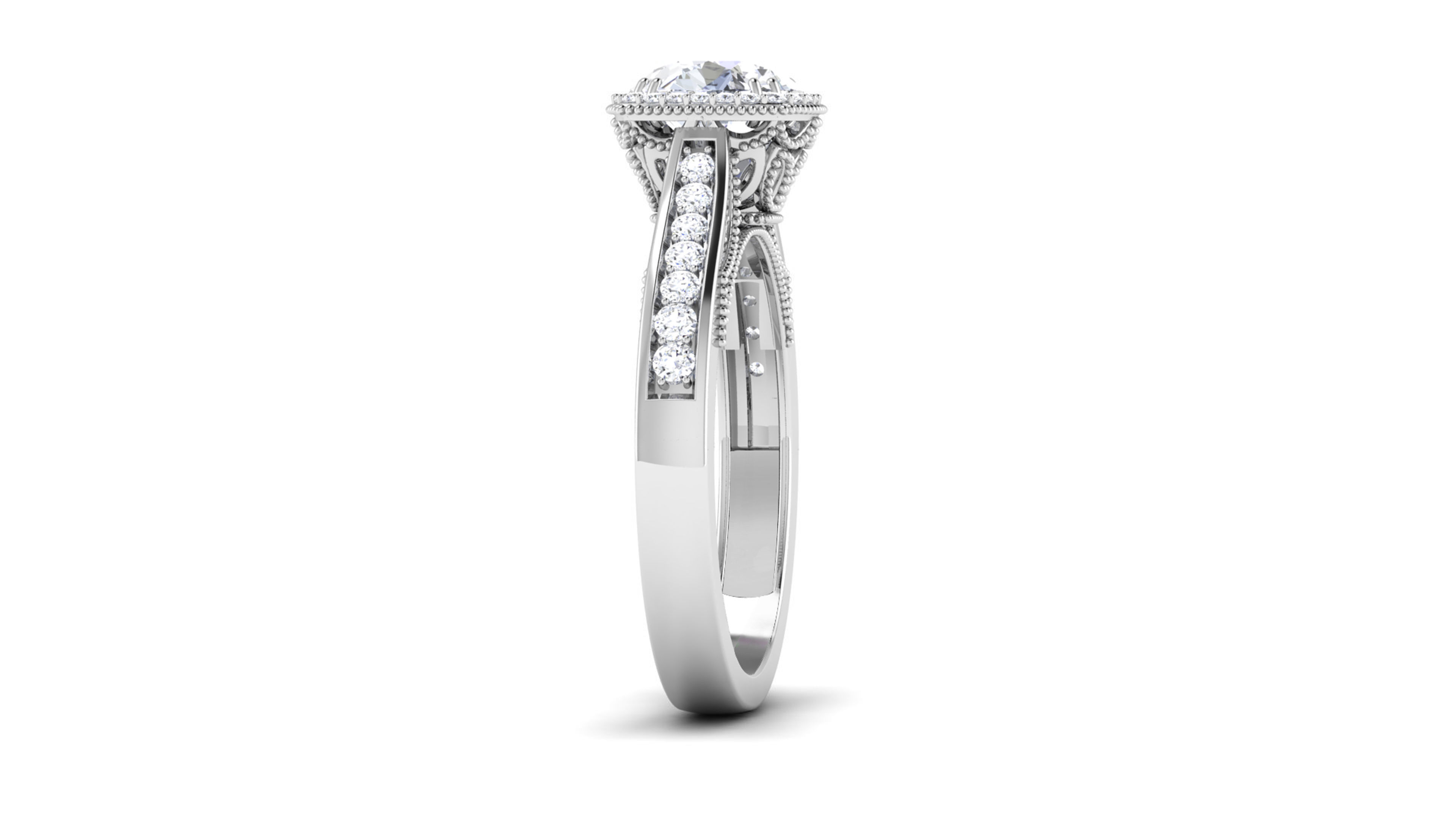 Solitaire Wedding Engagement Halo Ring Bridal Ring 3D print model_3