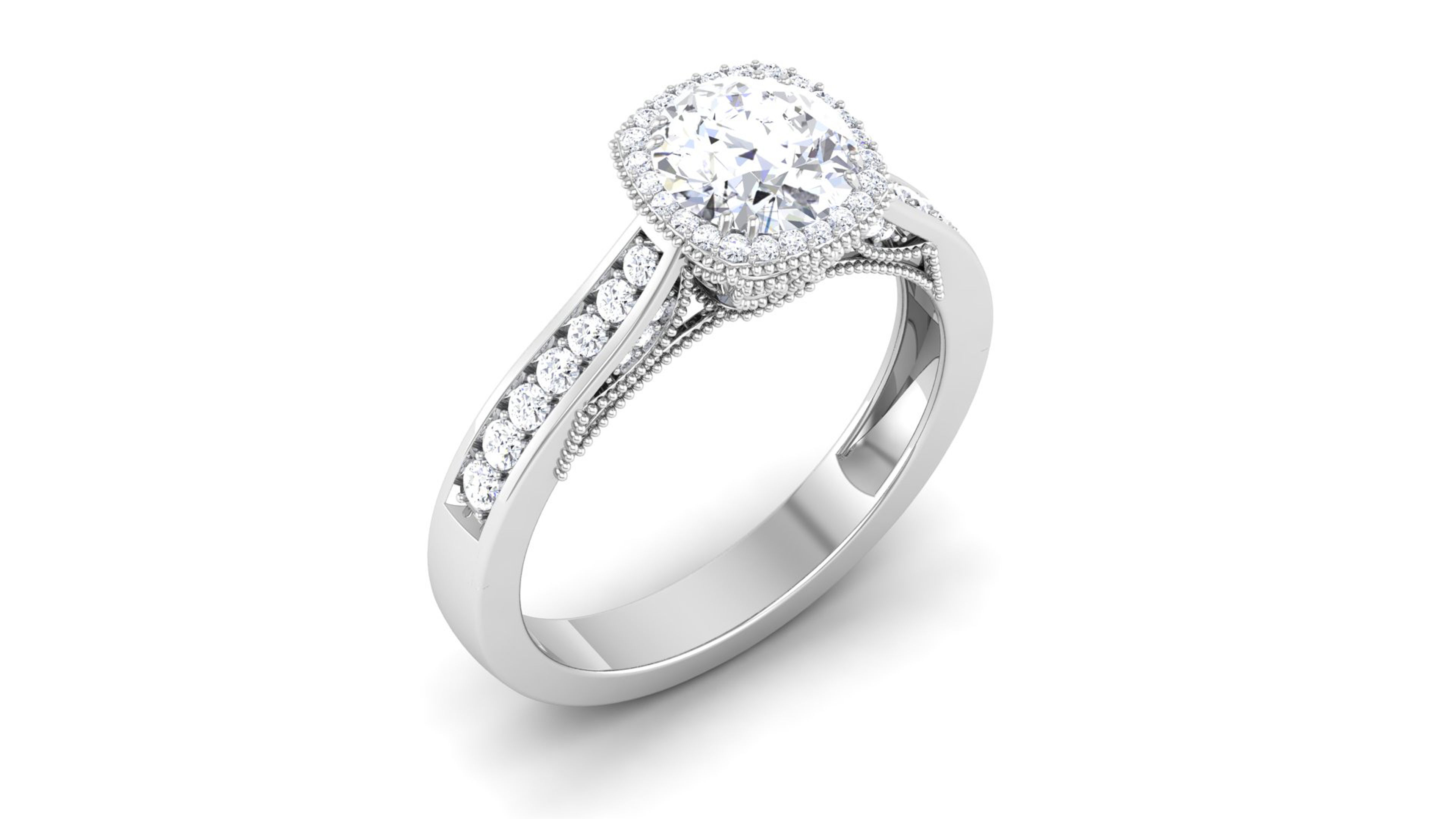 Solitaire Wedding Engagement Halo Ring Bridal Ring 3D print model_2
