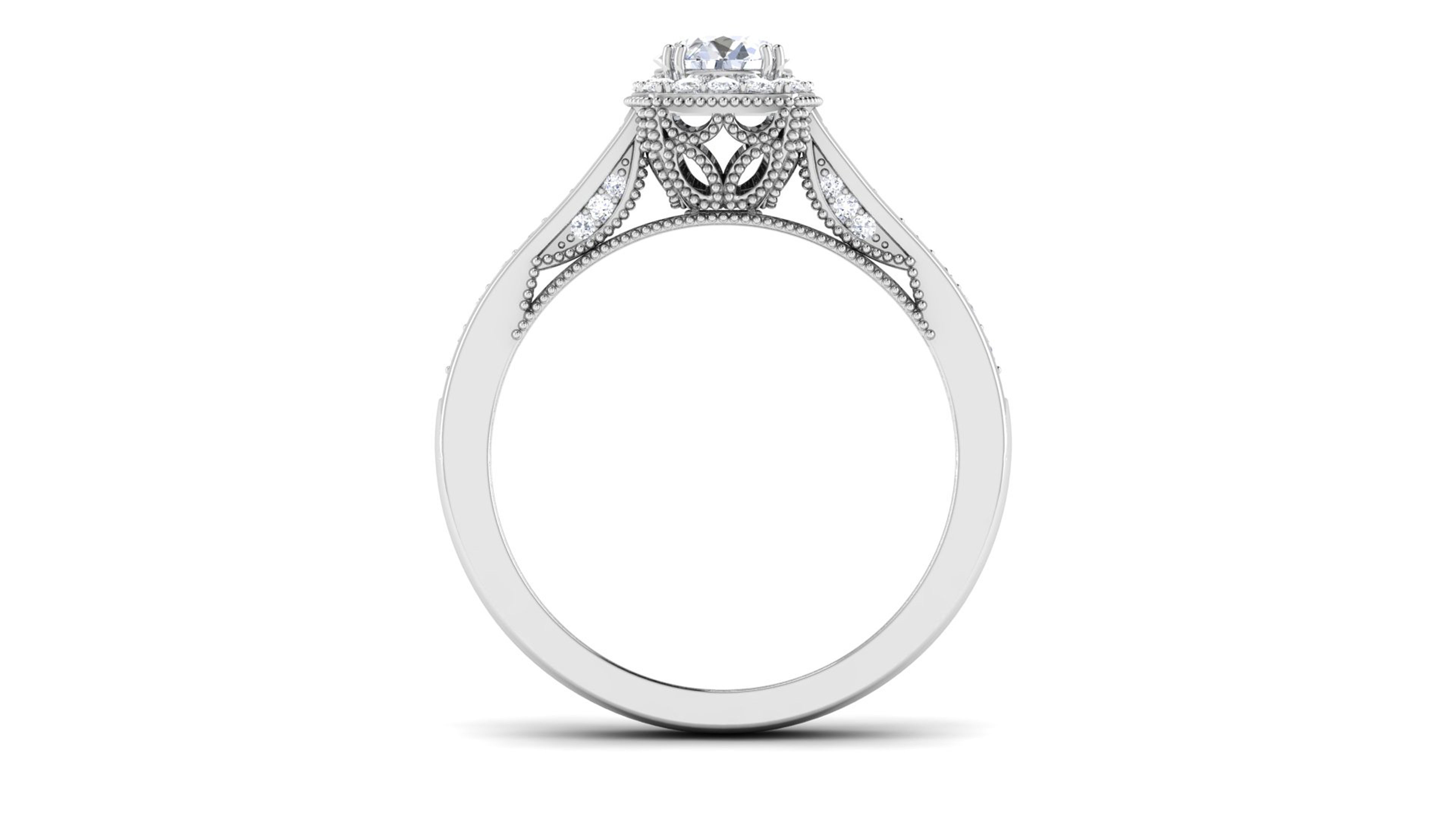 Solitaire Wedding Engagement Halo Ring Bridal Ring 3D print model_1