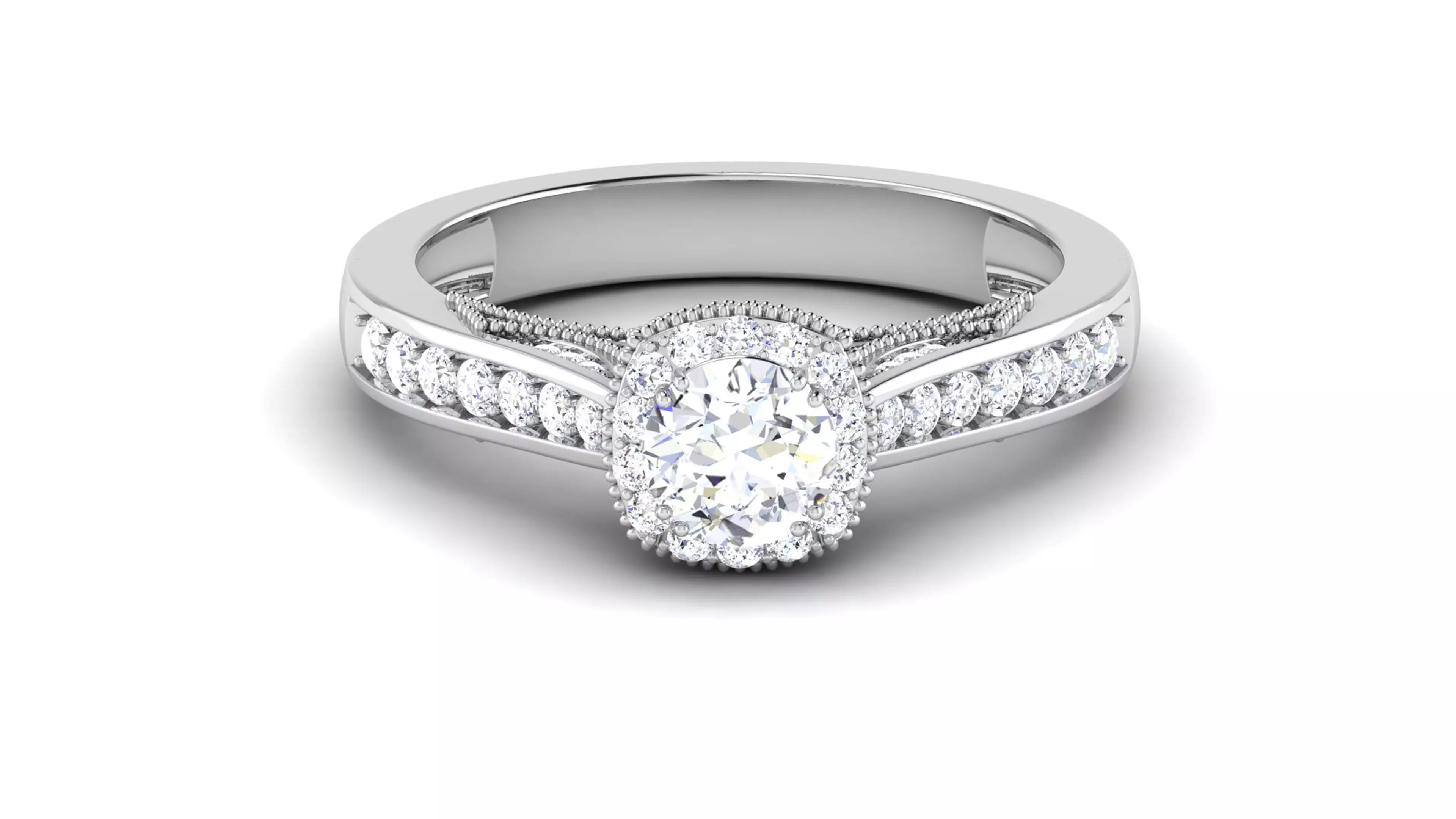 Solitaire Wedding Engagement Halo Ring Bridal Ring 3D print model_0