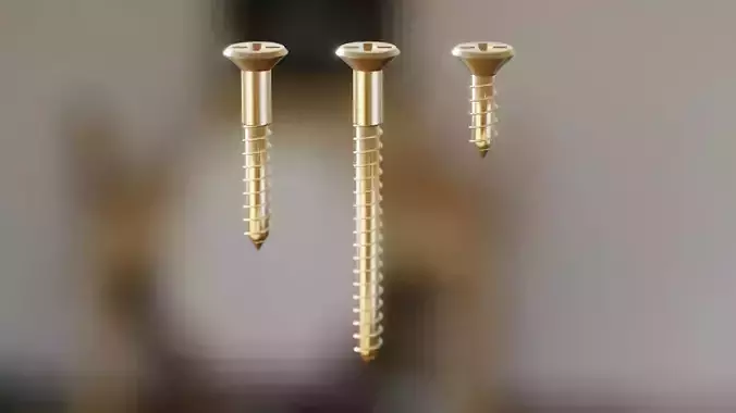 Golden Philips Screw Chipboard Editable Render Ready Model