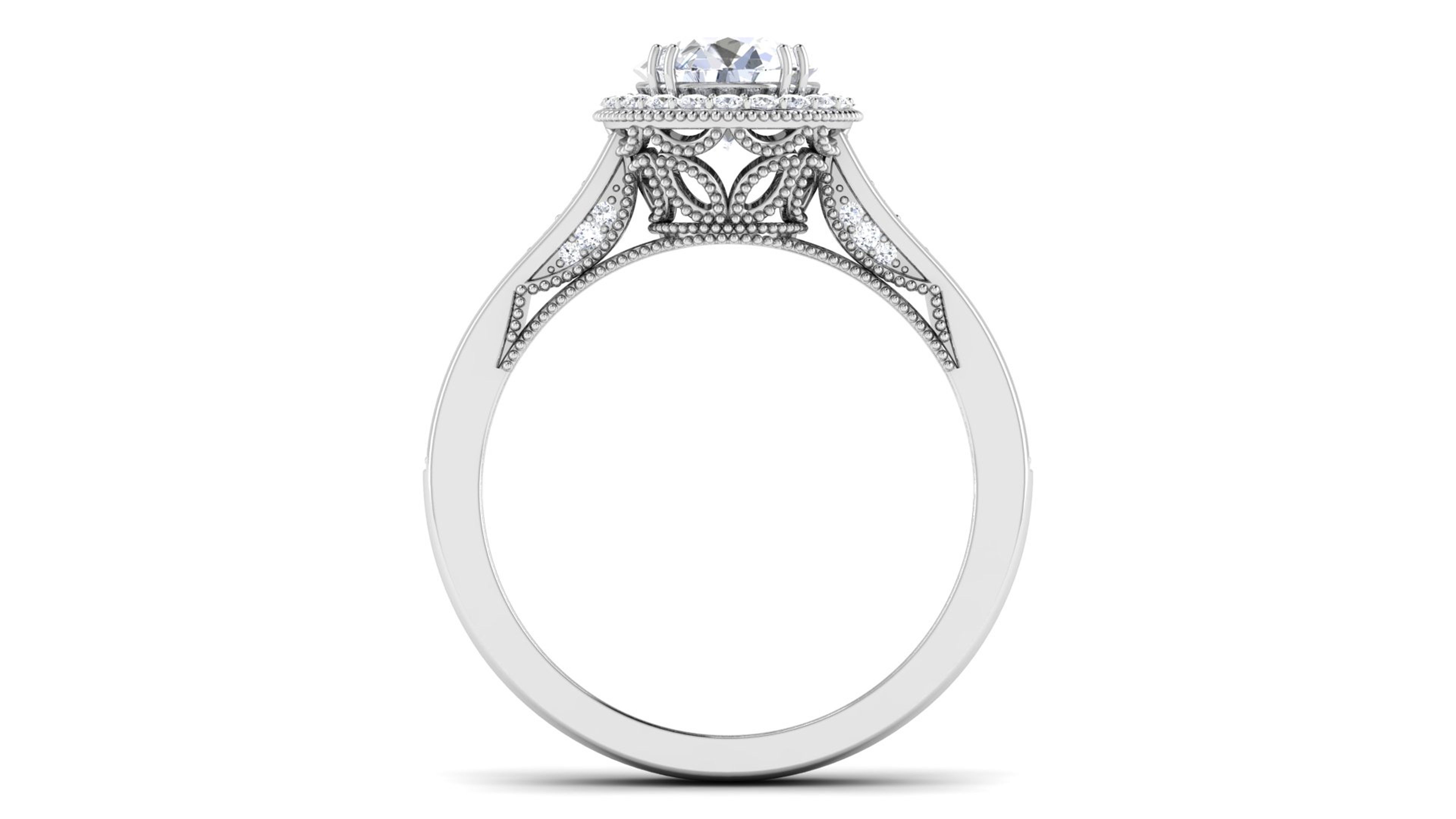 Solitaire Wedding Engagement Halo Ring Bridal Ring 3D print model_1