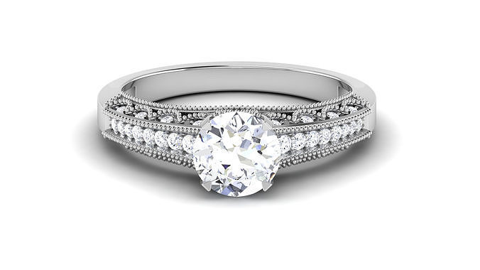 Solitaire Wedding Engagement Ring Bridal Ring 3D print model