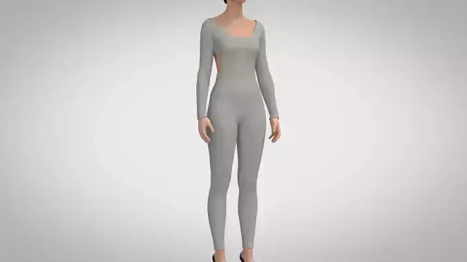 Bodysuit - Scooped-neck and Cut-outs 3D model