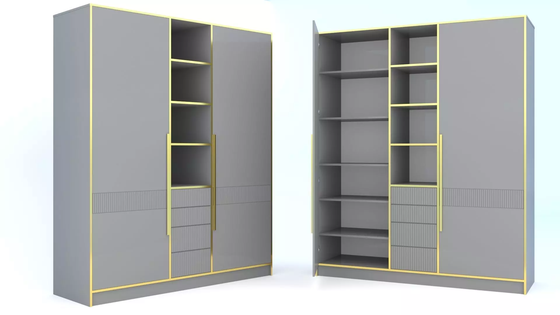 Shkaf wardrobe with shelves and drawers 3D model_0