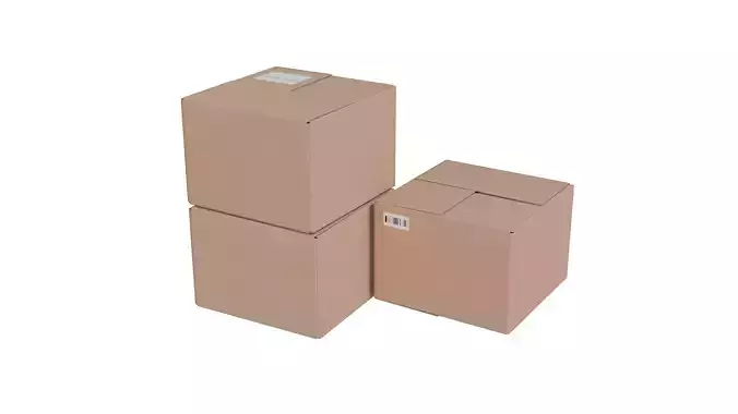 Simple Game-Ready Cardboard Box 3D Model