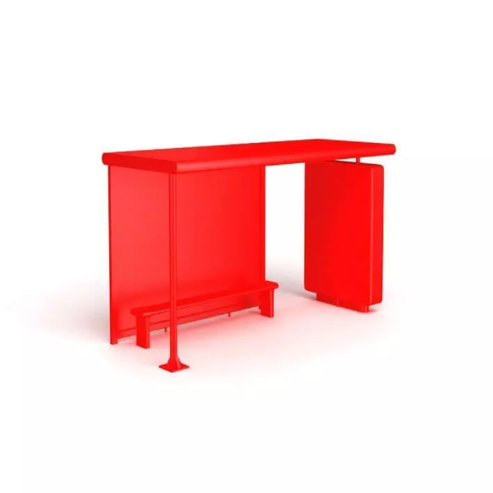 Red Metal Street Element 3D model_0