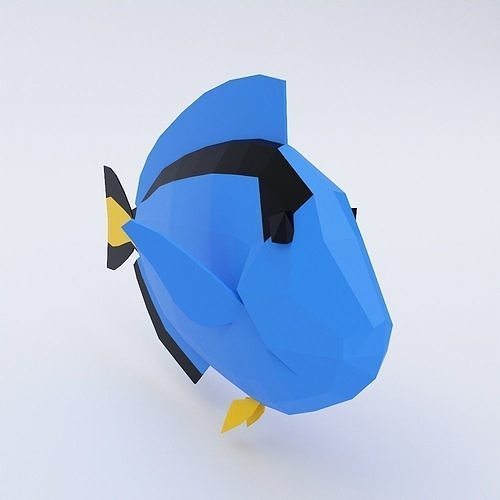 Blue tang fish low poly 3d model  Low-poly 3D model
