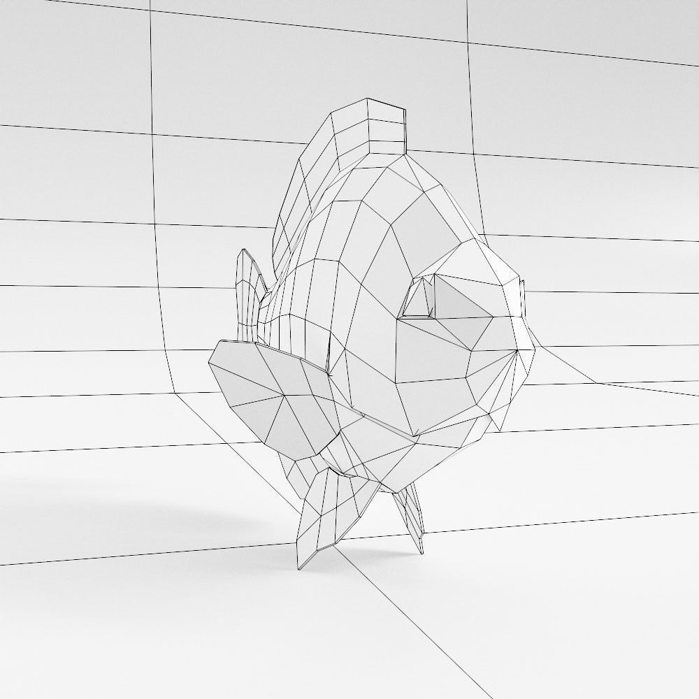 Bluegill fish low poly 3d model  Low-poly 3D model_5