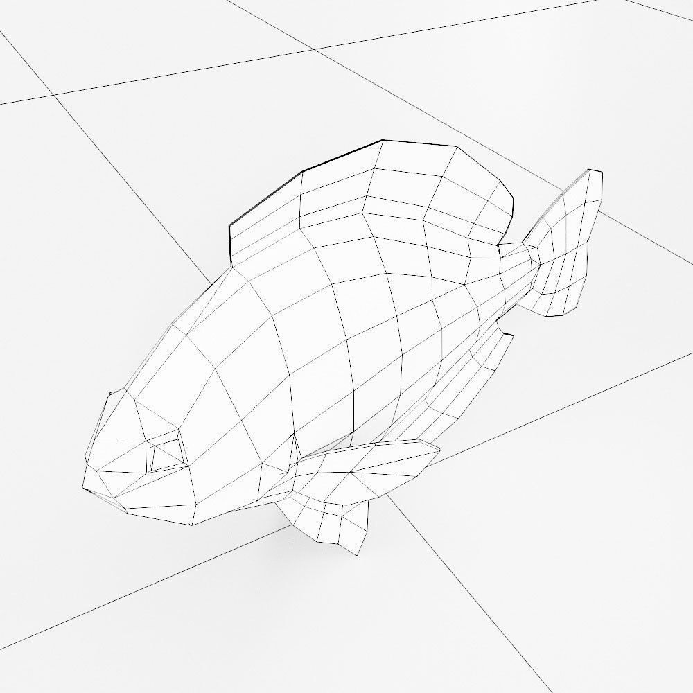 Bluegill fish low poly 3d model  Low-poly 3D model_3