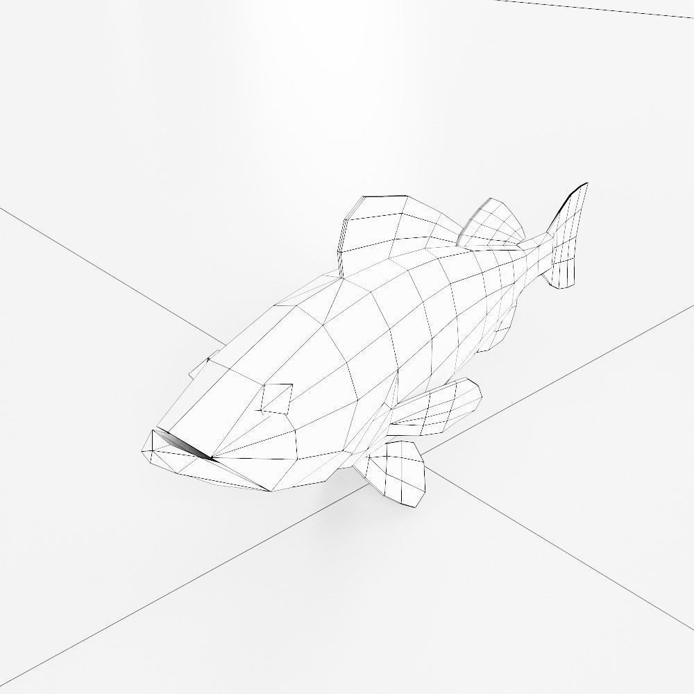 Brown rock fish low poly 3d model  Low-poly 3D model_3