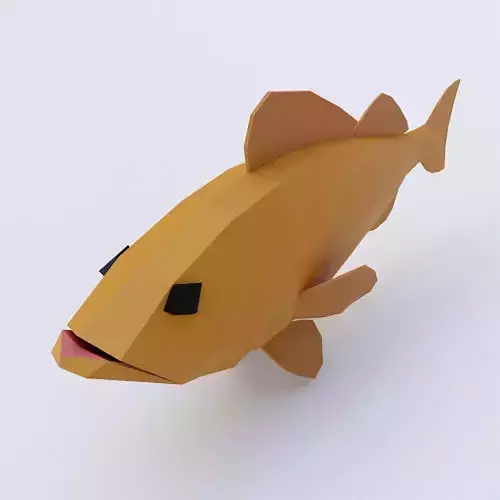 Brown rock fish low poly 3d model 