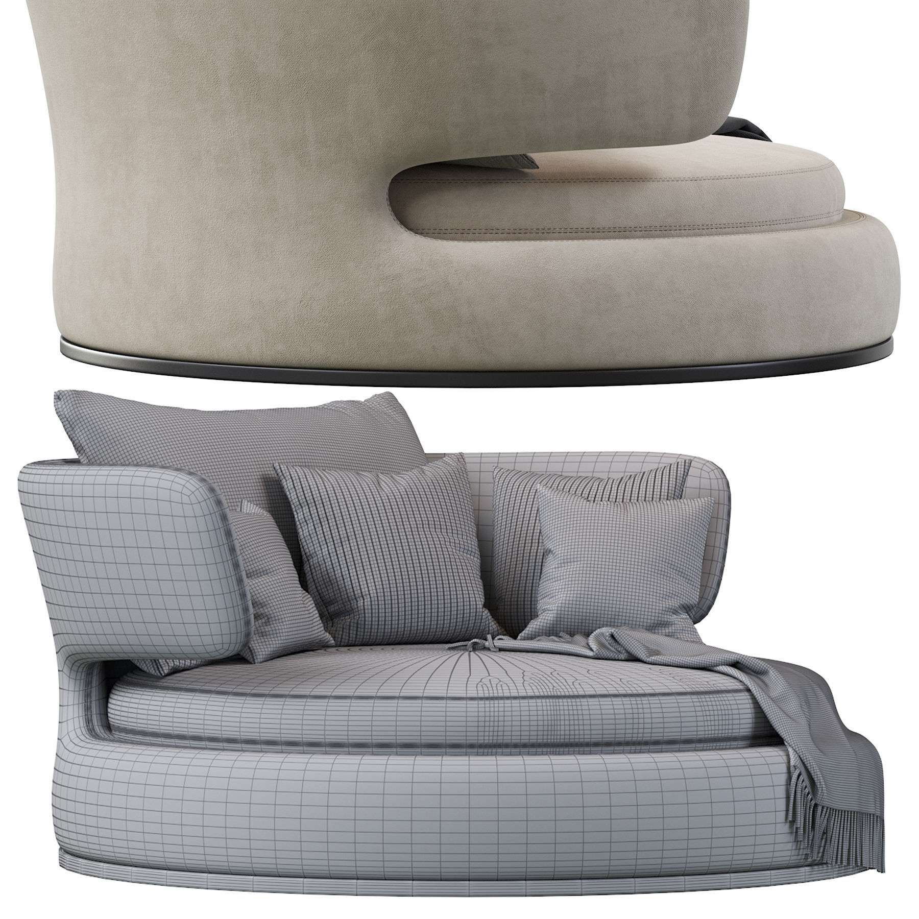 Amoenus Soft Maxalto Swivel Sofa 3D model_4