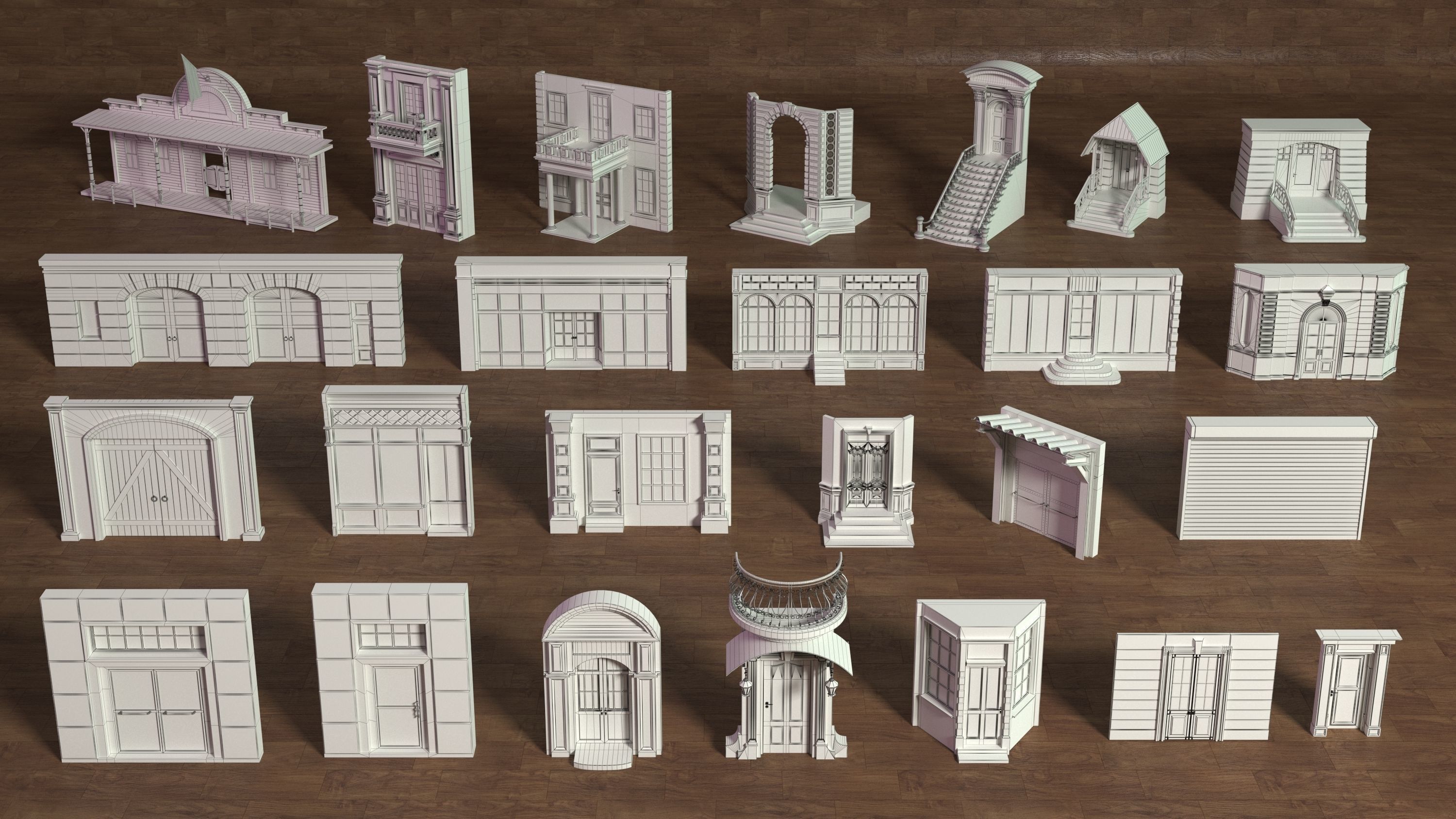 Building Facade Collection 1 - 25 pieces 3D model_1