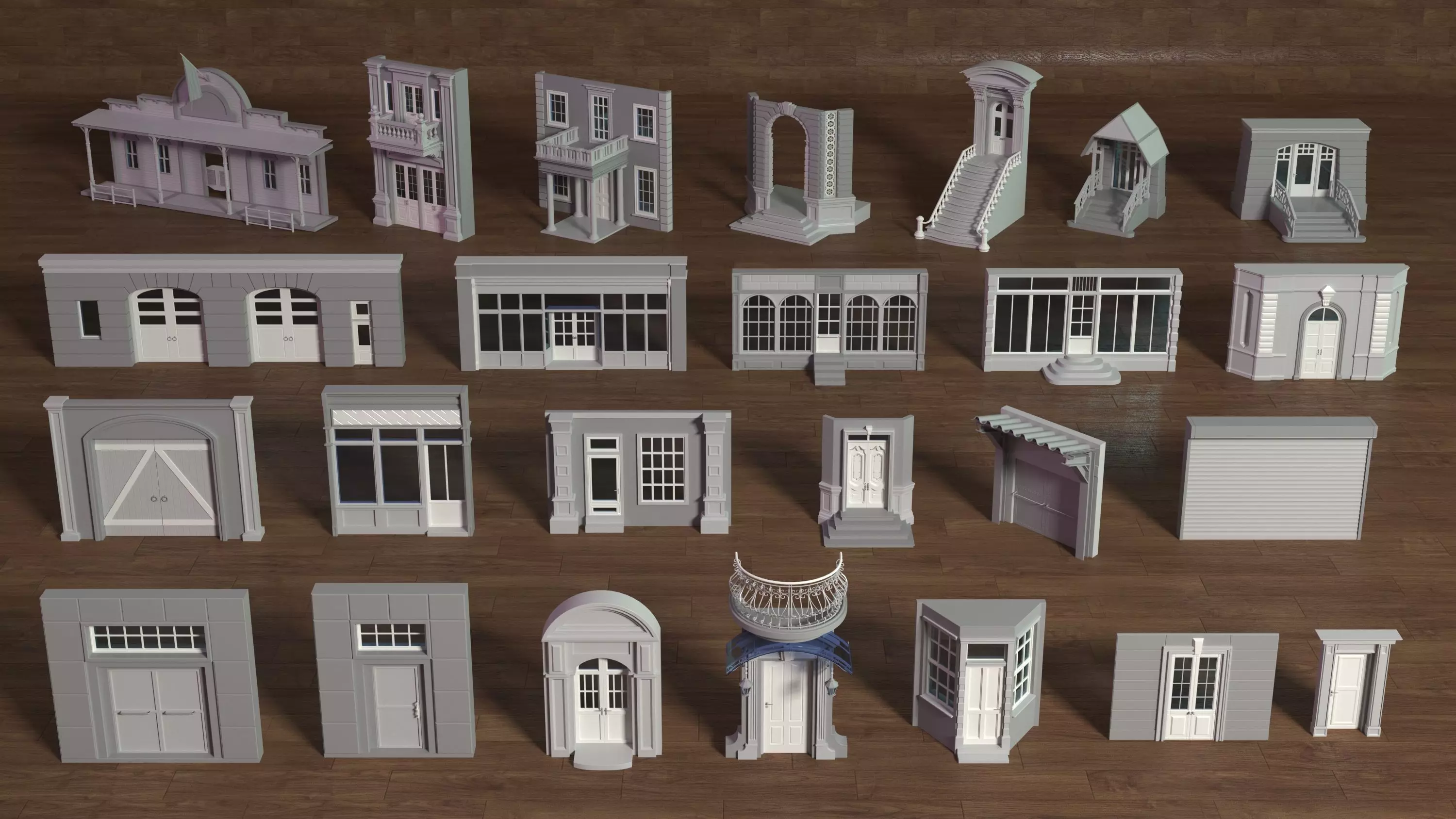 Building Facade Collection 1 - 25 pieces 3D model_0
