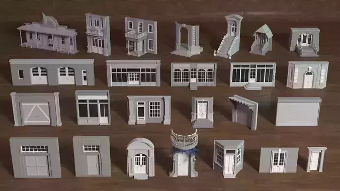 Building Facade Collection 1 - 25 pieces 3D model