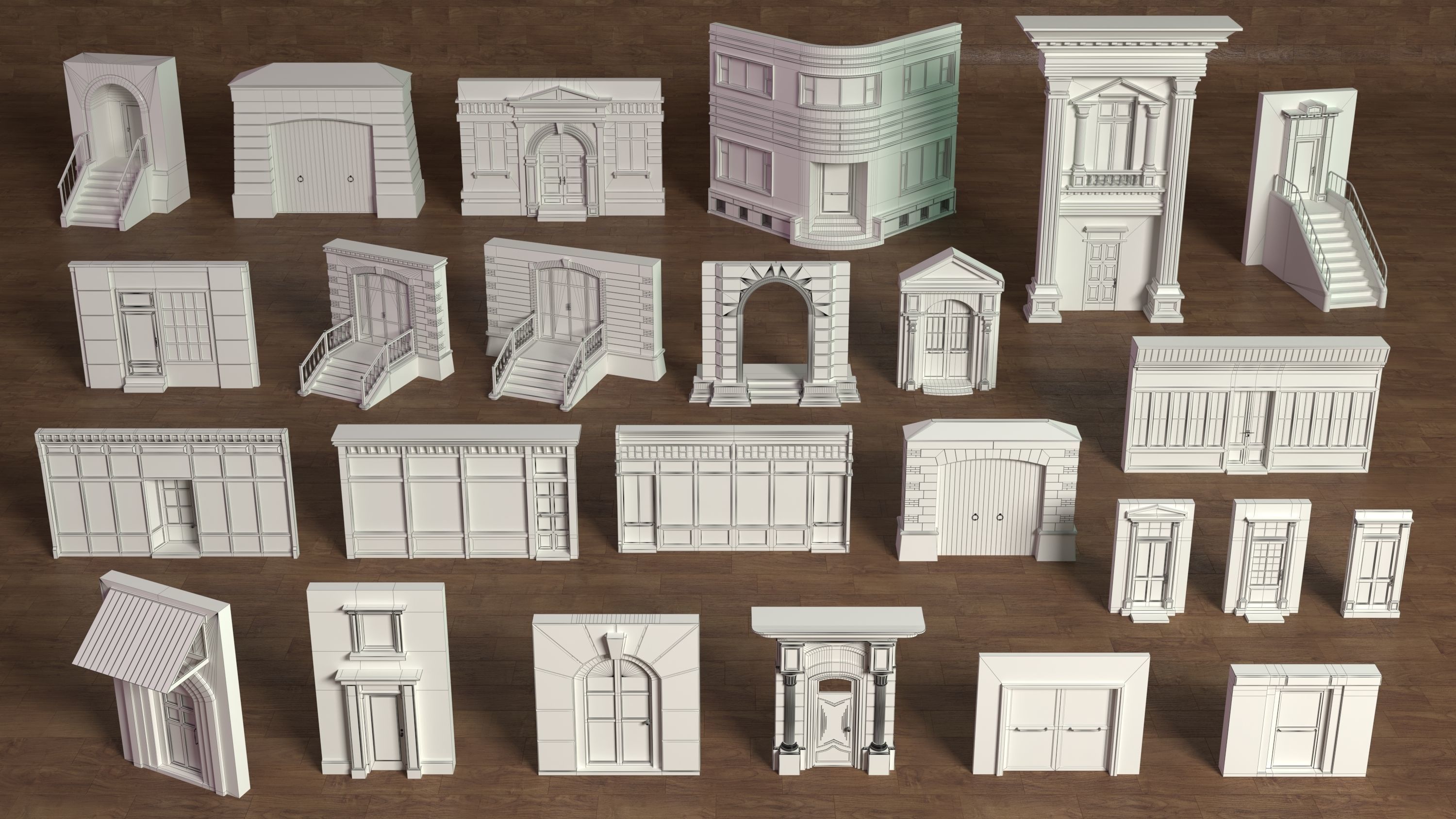 Building Facade Collection 2 - 25 pieces 3D model_1