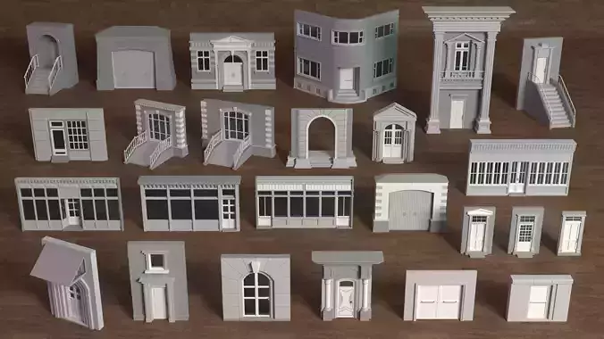 Building Facade Collection 2 - 25 pieces 3D model
