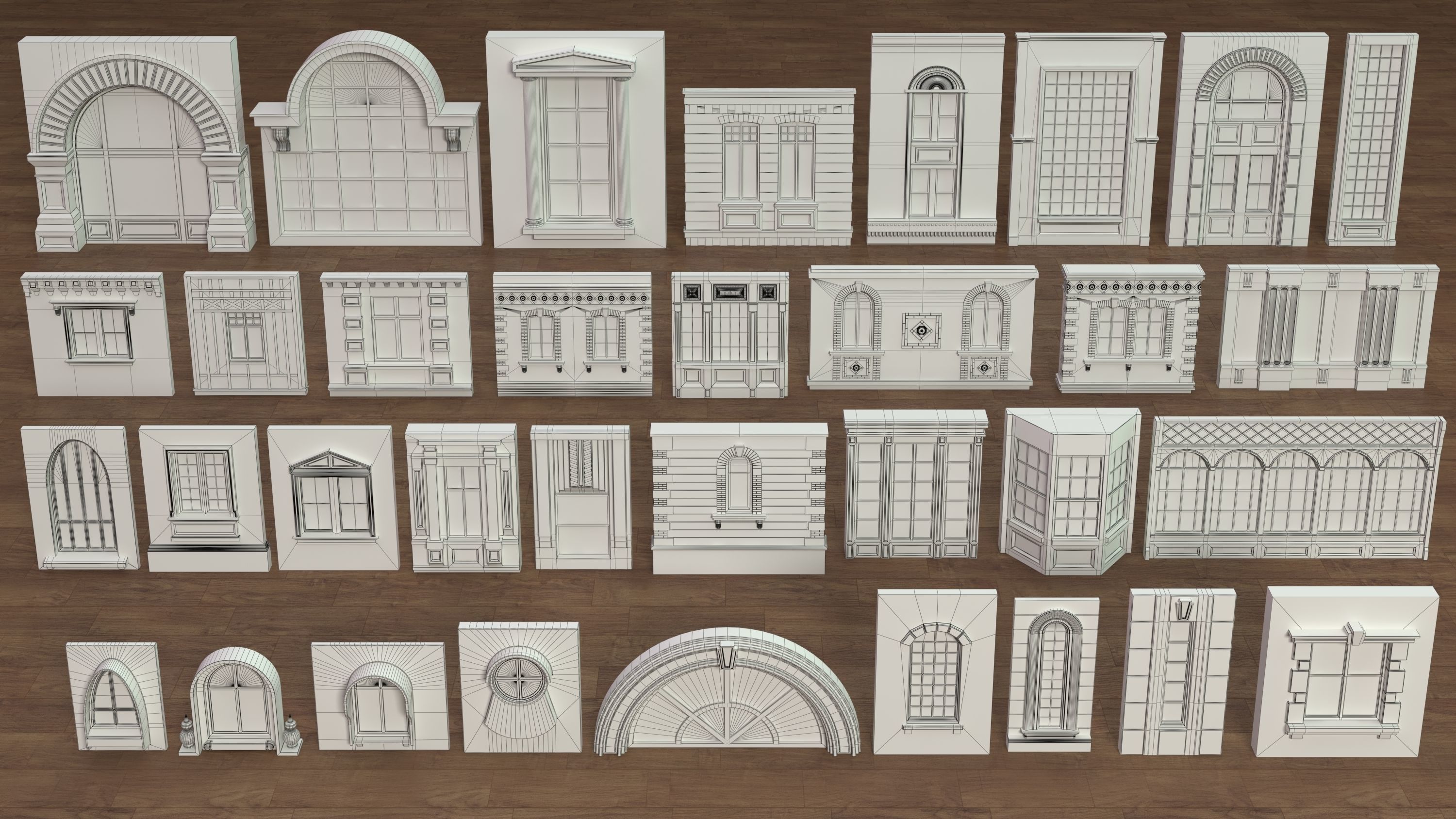 Building Facade Collection 4 - 34 pieces 3D model_1
