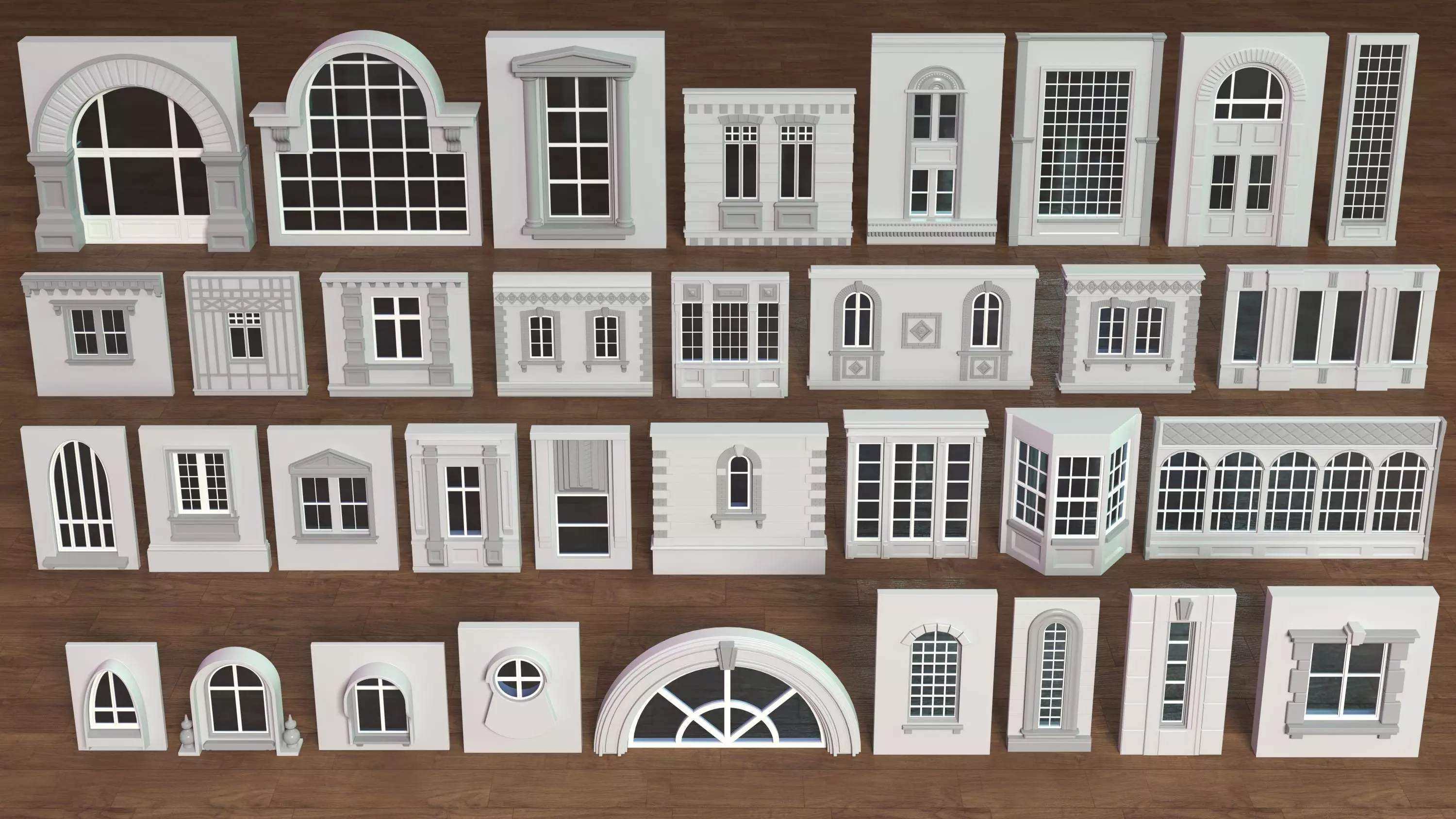 Building Facade Collection 4 - 34 pieces 3D model_0