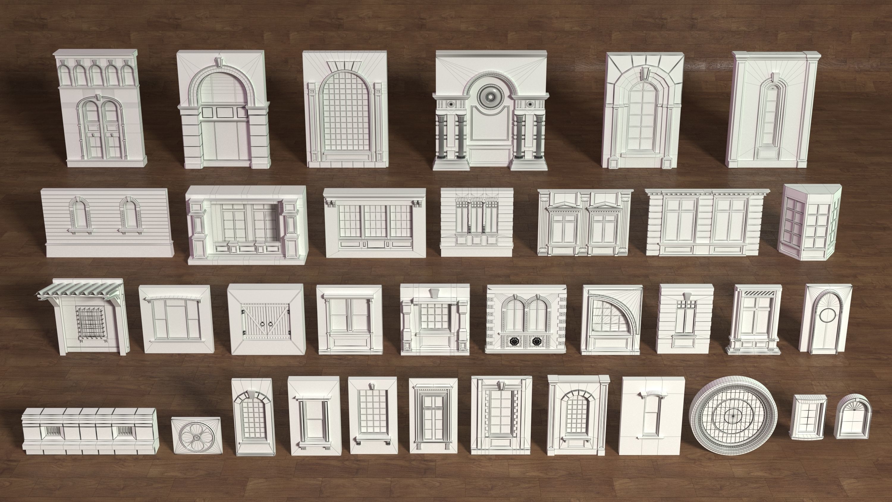 Building Facade Collection 5 - 35 pieces 3D model_1