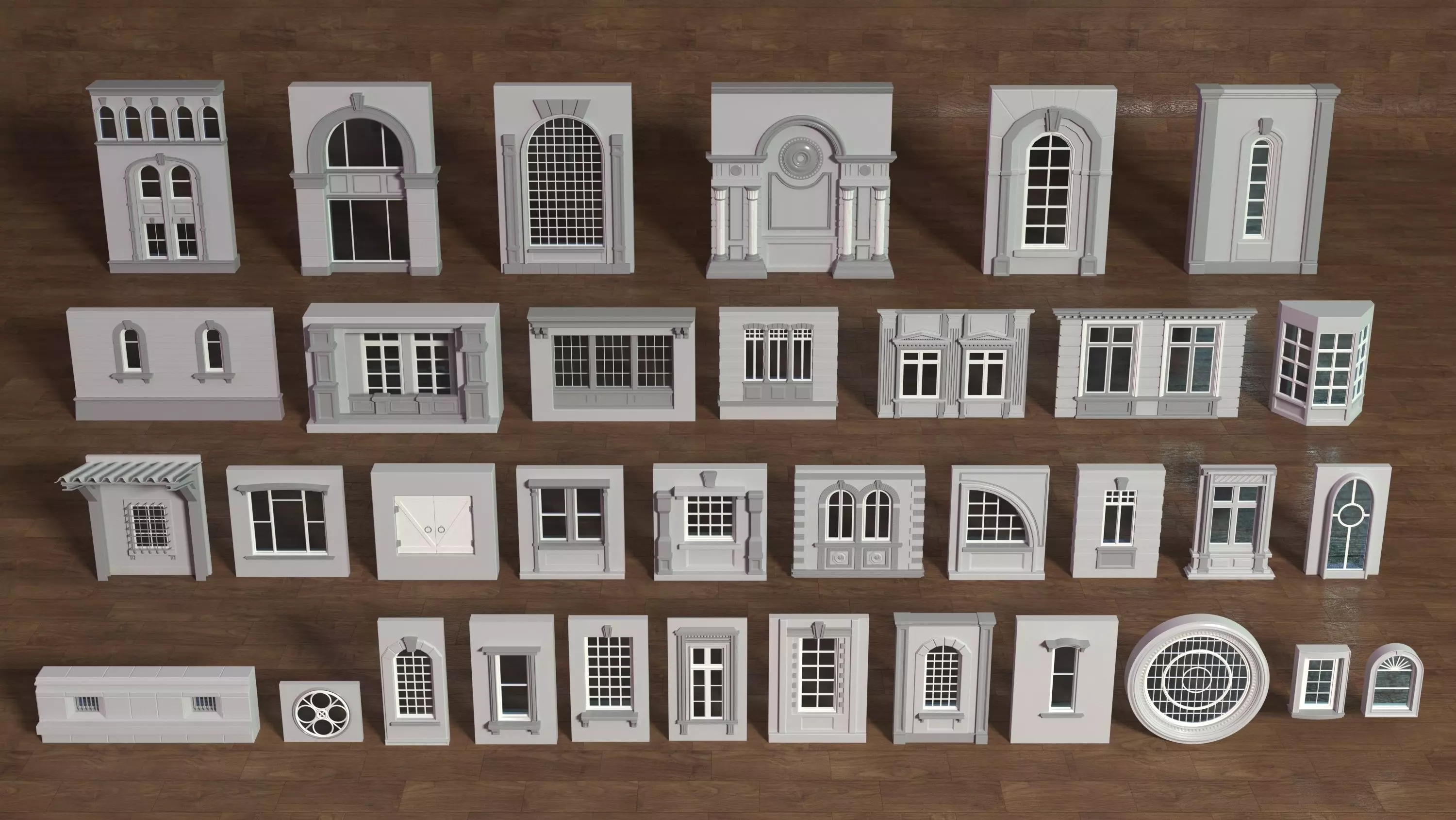 Building Facade Collection 5 - 35 pieces 3D model_0