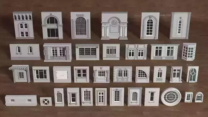 Building Facade Collection 5 - 35 pieces 3D model