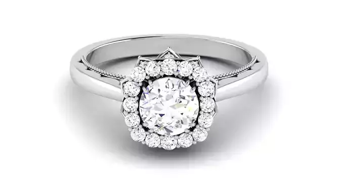 Solitaire Ring Bridal Halo Ring 3dm STL OBJ FBX Render Details 3D print model