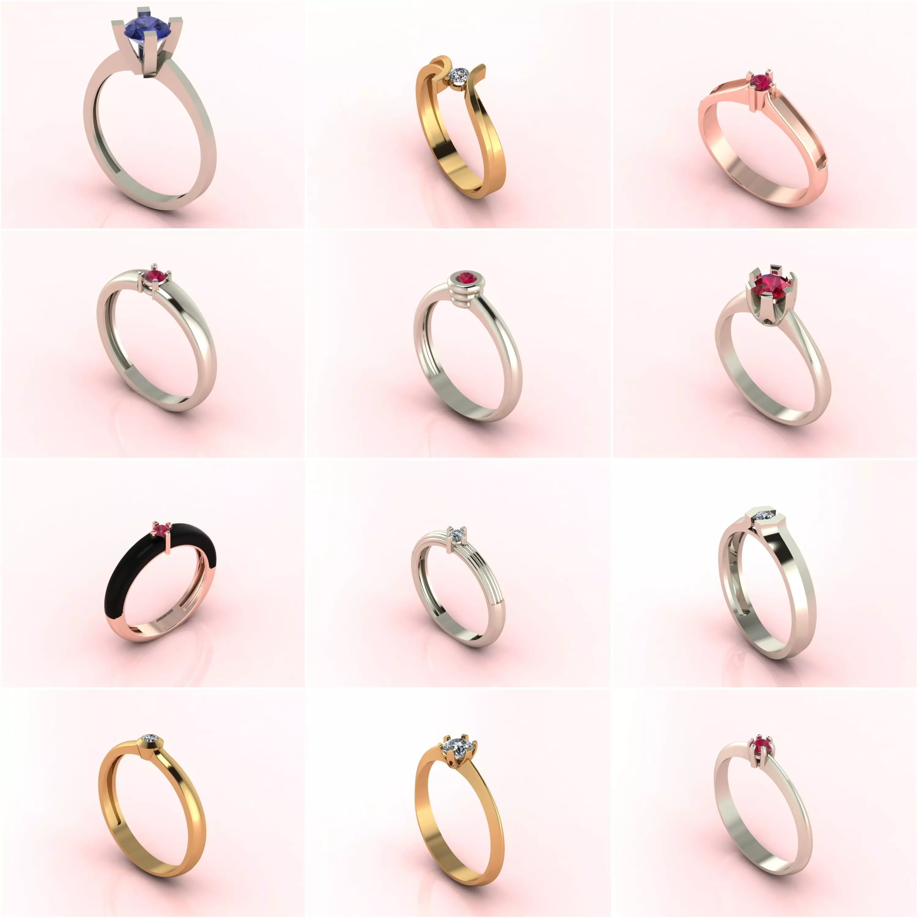 60 Model - Single Stone Diamond Engagement Wedding Ring 3DM 3D 3D Model Collection_0