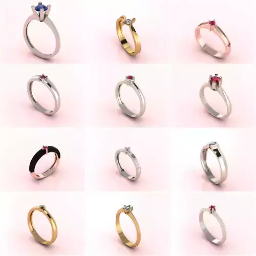 60 Model - Single Stone Diamond Engagement Wedding Ring 3DM 3D  3D Model Collection