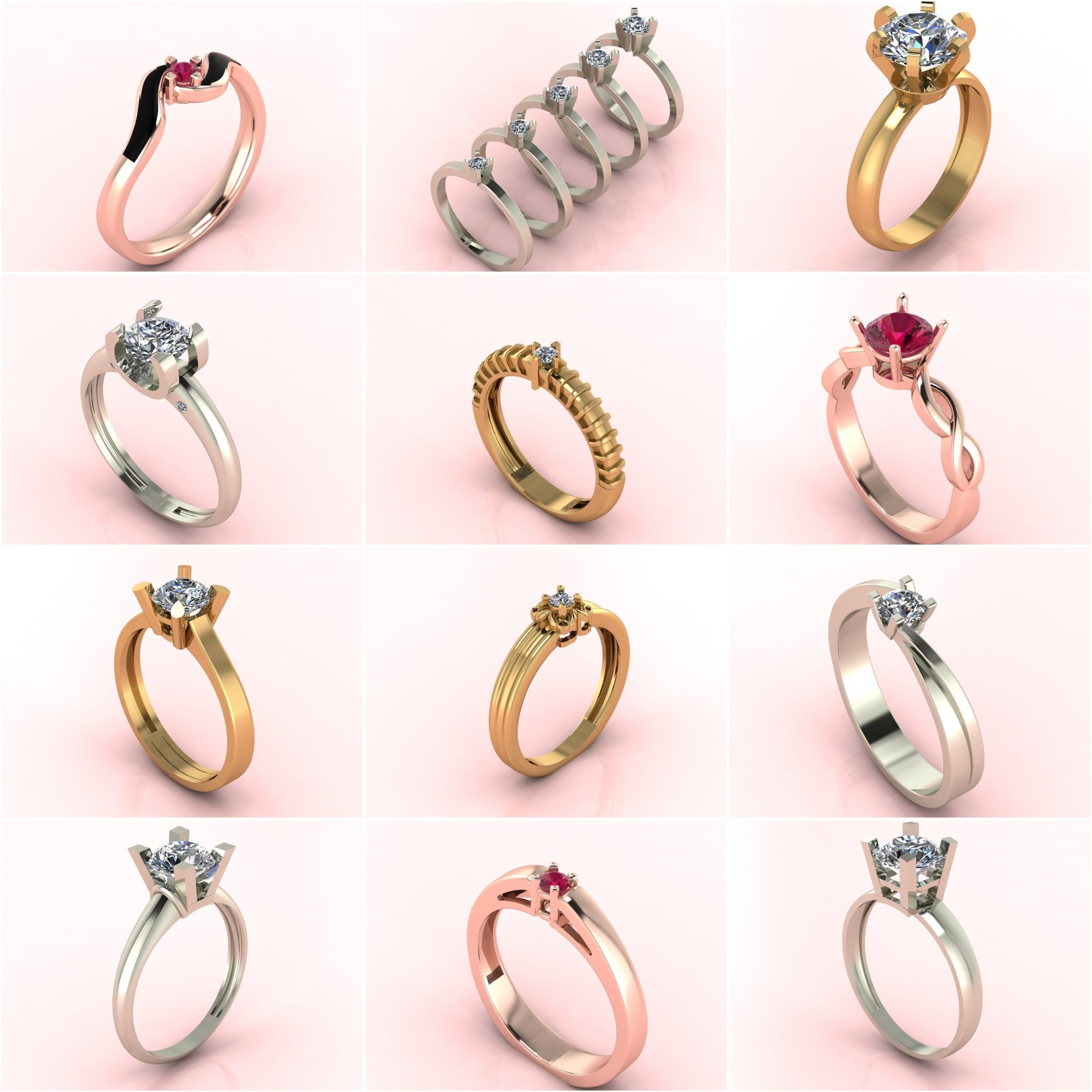 60 Model - Single Stone Diamond Engagement Wedding Ring 3DM 3D 3D Model Collection_2