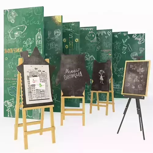 Set for creating slate surfaces with chalk drawings 4 3D model