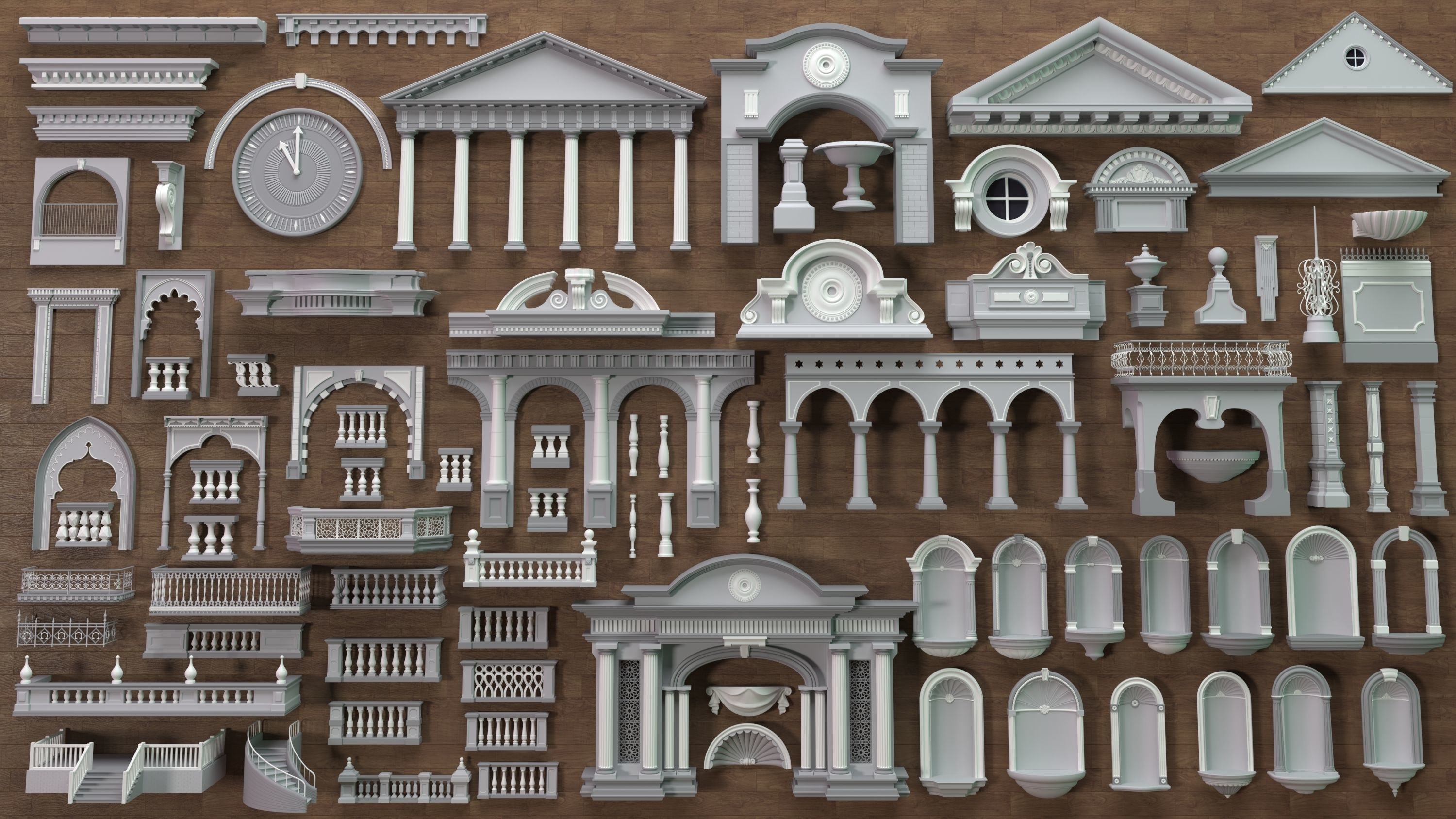 Building Facade Collection 7 - 88 pieces 3D model_0