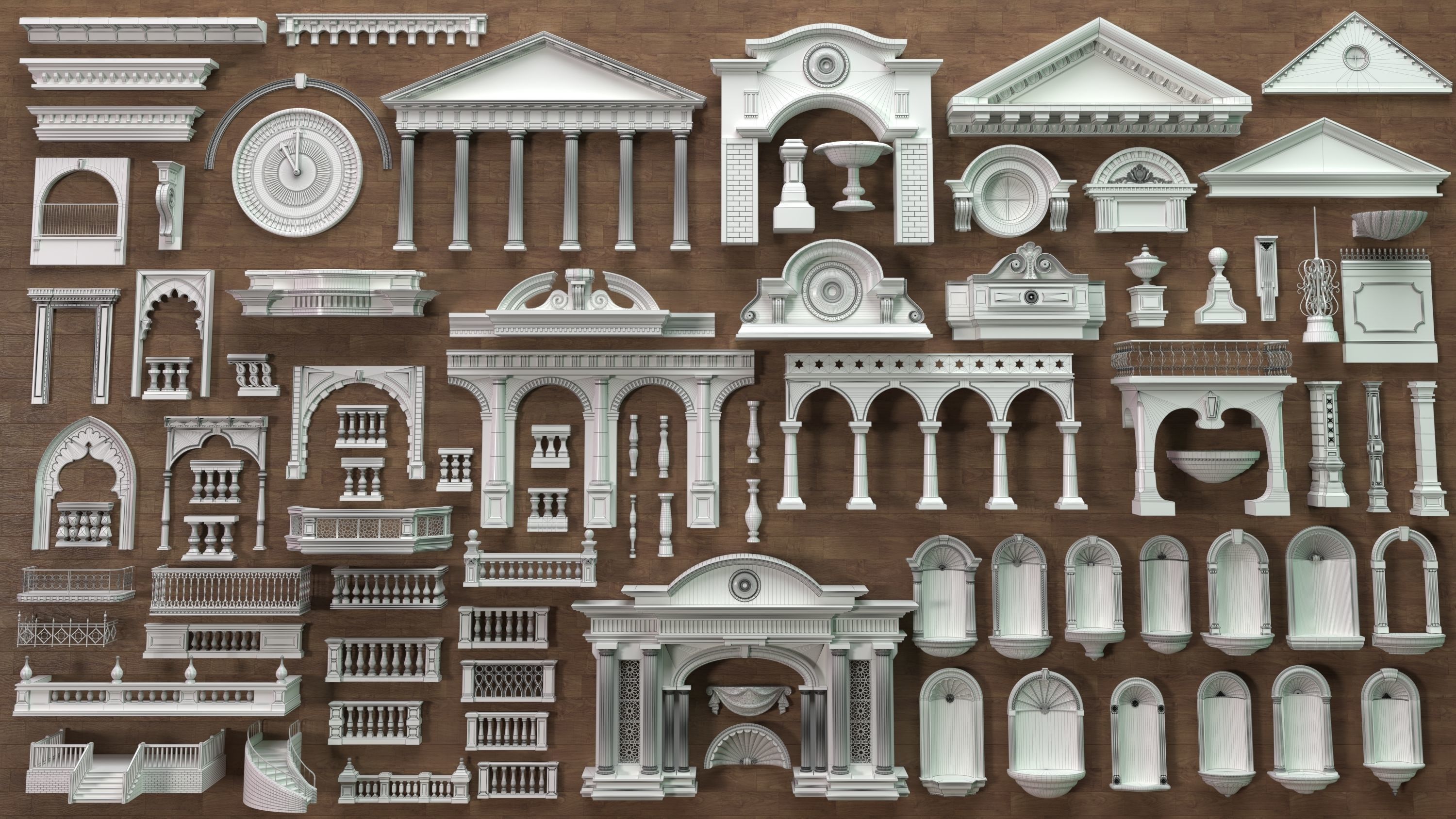 Building Facade Collection 7 - 88 pieces 3D model_1